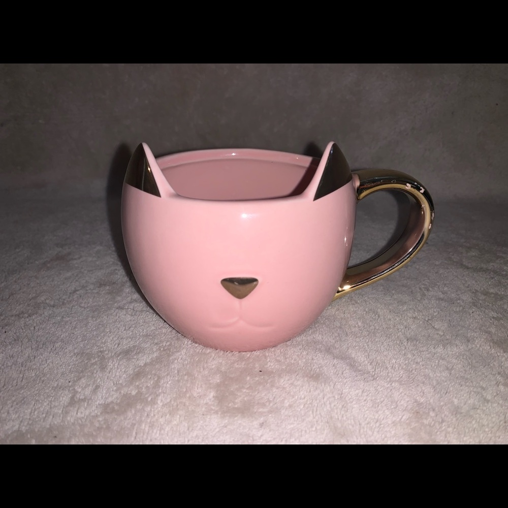Pink And Gold Trimmed Cat Mug